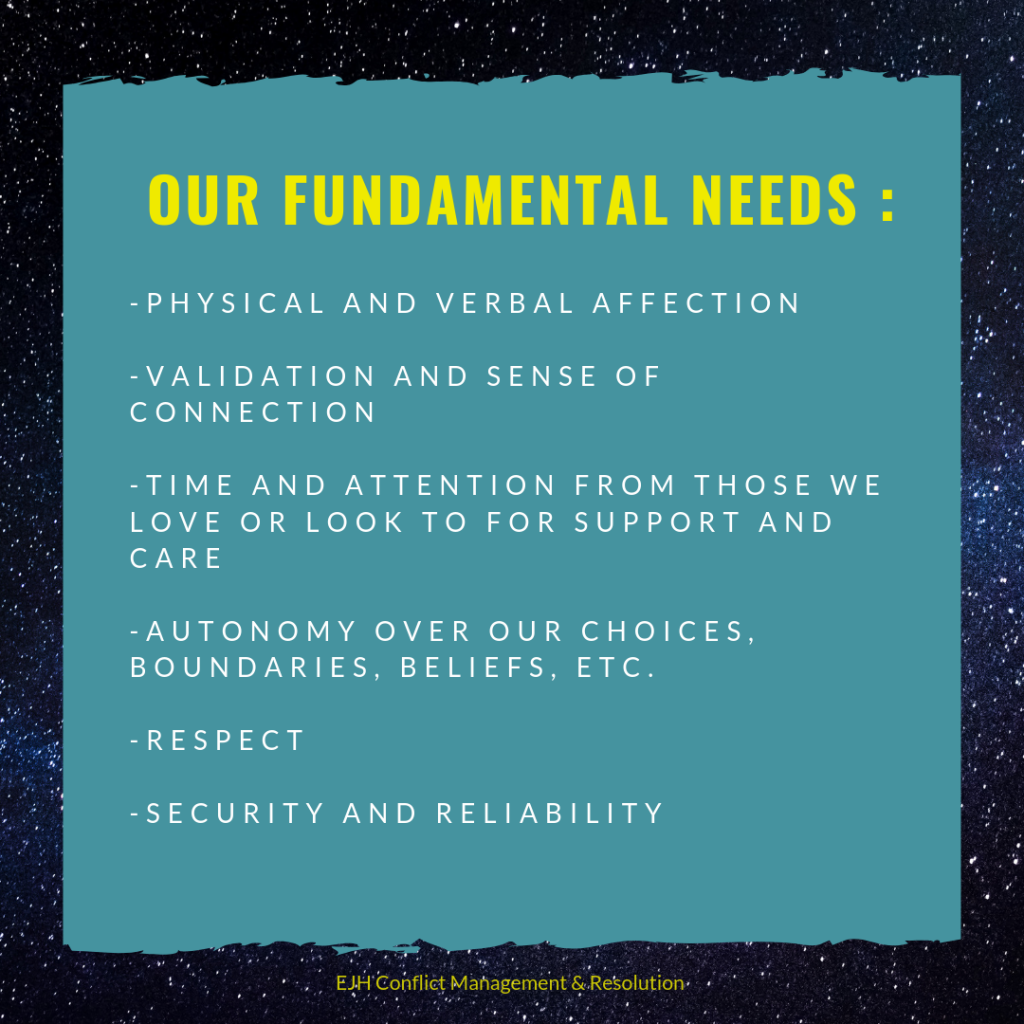 An info graphic lists human fundamental needs